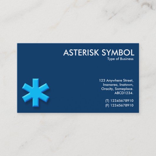 Blue Asterisk Symbol - Dark Blue (003366) Visitekaartje (Voorkant)