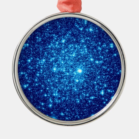 Blue Astral Glitter Metalen Ornament (Voorkant)