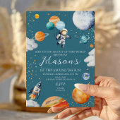 Blue Astronaut Balloon Planets 1st Trip Around Kaart