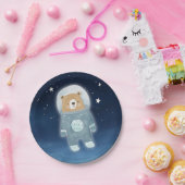 Blue Astronaut Beer Space Baby shower Papieren Bordje (Feest)