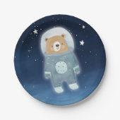 Blue Astronaut Beer Space Baby shower Papieren Bordje (Voorkant)