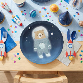 Blue Astronaut Beer Space Baby shower Papieren Bordje