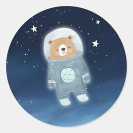 Blue Astronaut Beer Space Baby shower Ronde Sticker