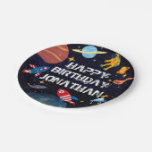 Blue Astronaut Birthday Planets Name Papieren Bordje (Gekanteld)