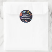 Blue Astronaut Birthday Planets Name Ronde Sticker (Tas)