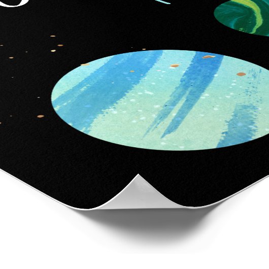 Blue Astronaut Buitenspace Birthday Welkom Poster (Hoek)