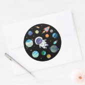 Blue Astronaut Buitenspace First Birthday Ronde Sticker (Envelop)