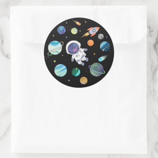 Blue Astronaut Buitenspace First Birthday Ronde Sticker (Tas)