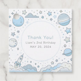 Blue Astronaut Outer Space Kids Verjaardag Bedankt Bedankjes Labels