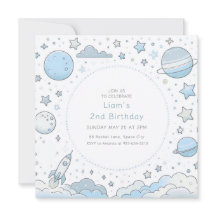 Blue Astronaut Outer Space Rocket Kids Verjaardag