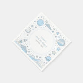 Blue Astronaut Outer Space Rocket Kids Verjaardag Servet (Hoek)