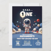 Blue Astronaut Outerspace eerste verjaardag jongen Kaart (Voorkant)