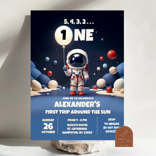 Blue Astronaut Outerspace eerste verjaardag jongen Kaart