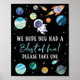 Blue Astronaut Space Blast of Fun Birthday Favor Poster