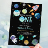 Blue Astronaut Space First Birthday Kaart