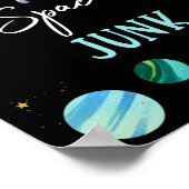 Blue Astronaut Space Junk Birthday Sign Poster (Hoek)