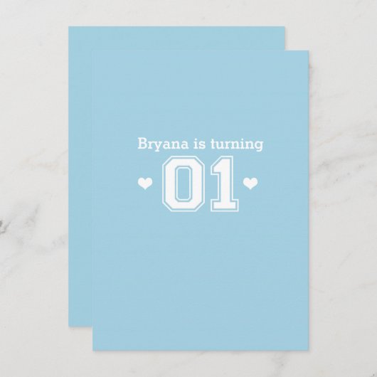 Blue Athletic 01 1e verjaardag douche uitnodiging (Voorkant / Achterkant)