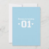 Blue Athletic 01 1e verjaardag douche uitnodiging (Voorkant)