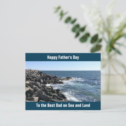Blue Atlantic Ocean Wavy Rocky Seashore Briefkaart (Staand voorkant)