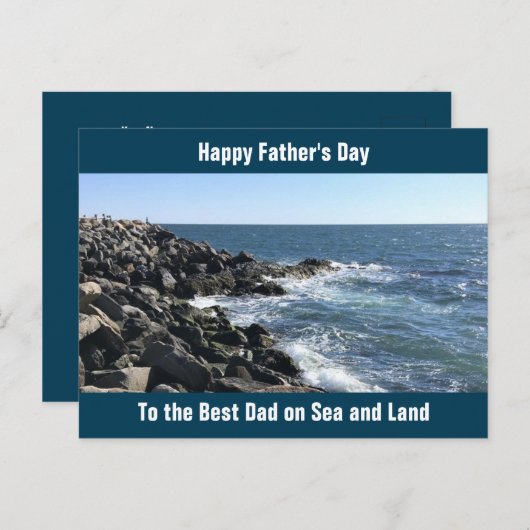 Blue Atlantic Ocean Wavy Rocky Seashore Briefkaart (Voorkant / Achterkant)