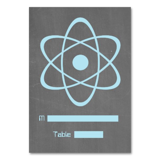 Blue Atomic Chalkboard Place Card Kaart (Voorkant)
