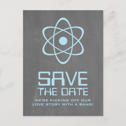 Blue Atomic Chalkboard Save the Date Briefkaart (Voorkant)