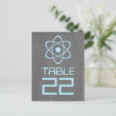 Blue Atomic Chalkboard Table Number Briefkaart (Staand voorkant)