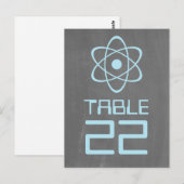 Blue Atomic Chalkboard Table Number Briefkaart (Voorkant / Achterkant)