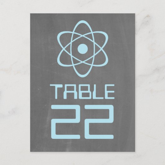 Blue Atomic Chalkboard Table Number Briefkaart (Voorkant)