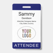 Blue Attendee Badge Event Logo Lanyard Clip Reel (Voorzijde)