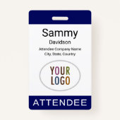 Blue Attendee Badge Event Logo Lanyard Clip Reel (Voorkant)