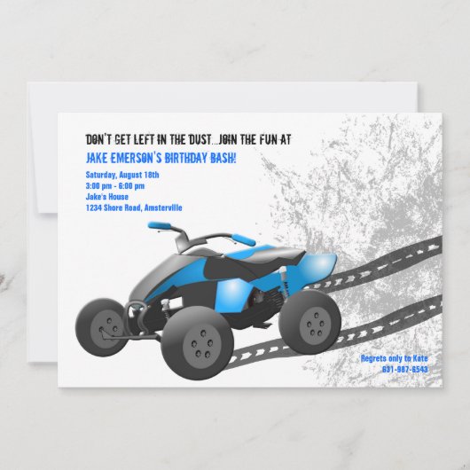 Blue ATV Invitation Kaart (Voorkant)
