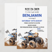 Blue ATV Wheeler Bike Verjaardag uitnodiging (Voorkant / Achterkant)
