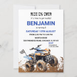 Blue ATV Wheeler Bike Verjaardag uitnodiging<br><div class="desc">🏍️ Maak je klaar om je motoren te vernieuwen voor een avontuur met onze Editable Blue ATV Bike Theme Birthday Invitation! Ontworpen voor sensatiezoekers die graag "Ride on Over" willen, belichaamt deze sjabloon de sfeer van opwinding en plezier. Met directe download beschikbaarheid, pas je uitnodigingen aan met alle details van...</div>