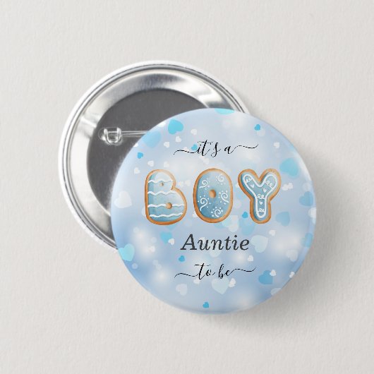Blue Auntie to Be Boy Baby shower Button (Voorkant /achterkant)
