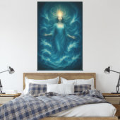 Blue Aura Water Goddess – Luxury Fine Art Canvas (Insitu (Slaapkamer))