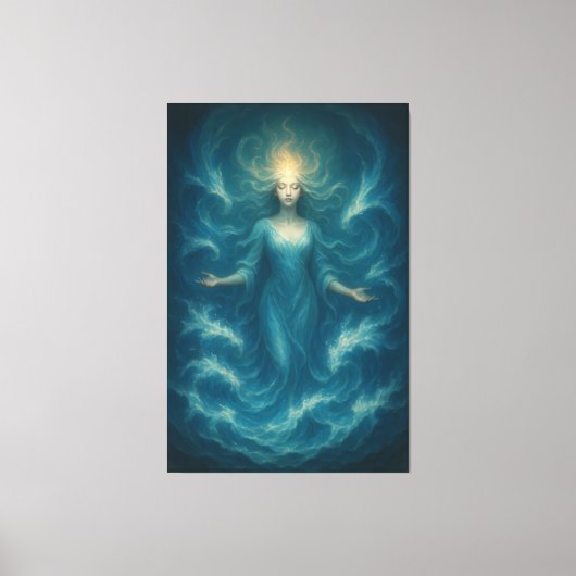 Blue Aura Water Goddess – Luxury Fine Art Canvas (Voorkant)