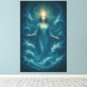 Blue Aura Water Goddess – Luxury Fine Art Canvas (Insitu (Houten vloer))