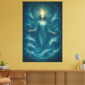 Blue Aura Water Goddess – Luxury Fine Art Canvas Afdruk (Insitu (Woonkamer))