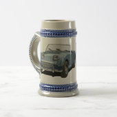 Blue Austin Healey Sprite Bierpul (Voorkant links)