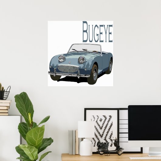 Blue Austin Healey Sprite Poster (Thuiskantoor)