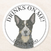 Blue Australian Cattledog Heeler Wedding Ronde Kartonnen Onderzetter (Voorkant)