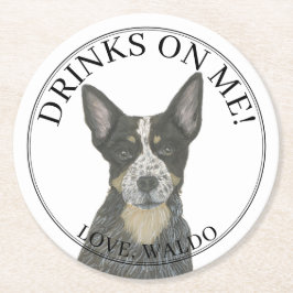 Blue Australian Cattledog Heeler Wedding Ronde Kartonnen Onderzetter