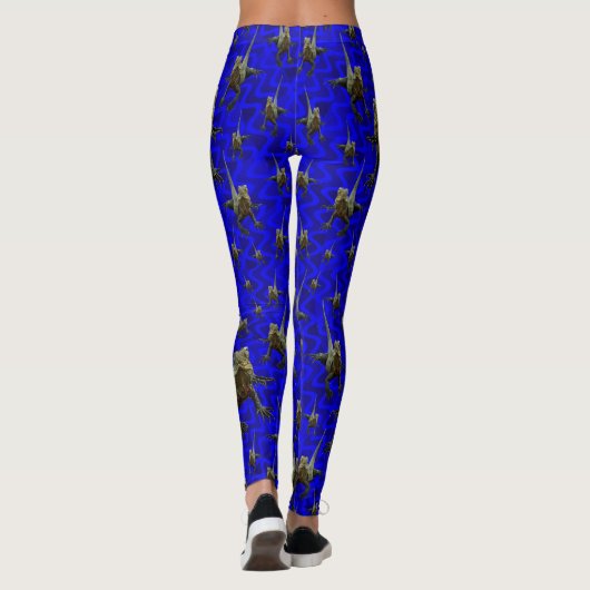 Blue Australian Frill Neck Lizard Pattern Leggings (Achterkant)