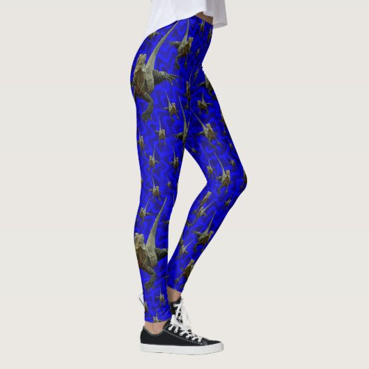 Blue Australian Frill Neck Lizard Pattern Leggings (Rechts)