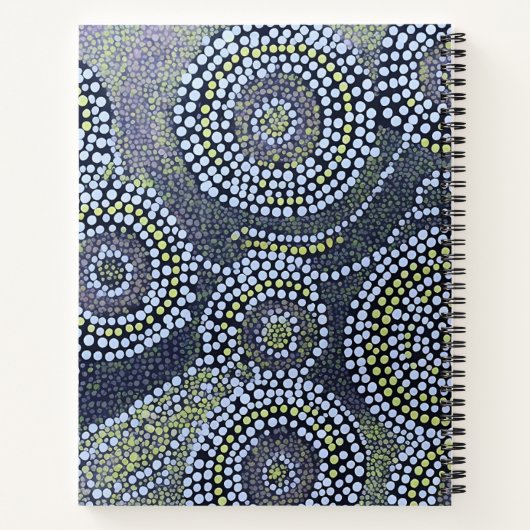 Blue Australian Modern Art Dot Custom Name Notitieboek (Achterkant)