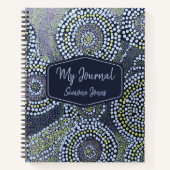 Blue Australian Modern Art Dot Custom Name Notitieboek (Voorkant)