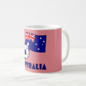 Blue Australian Voetbal Flag Roze Achtergrond Koffiemok (Voorkant rechts)