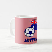 Blue Australian Voetbal Flag Roze Achtergrond Koffiemok (Voorkant links)