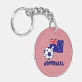 Blue Australian Voetbal Flag Roze Achtergrond Sleutelhanger (Voorkant Links)